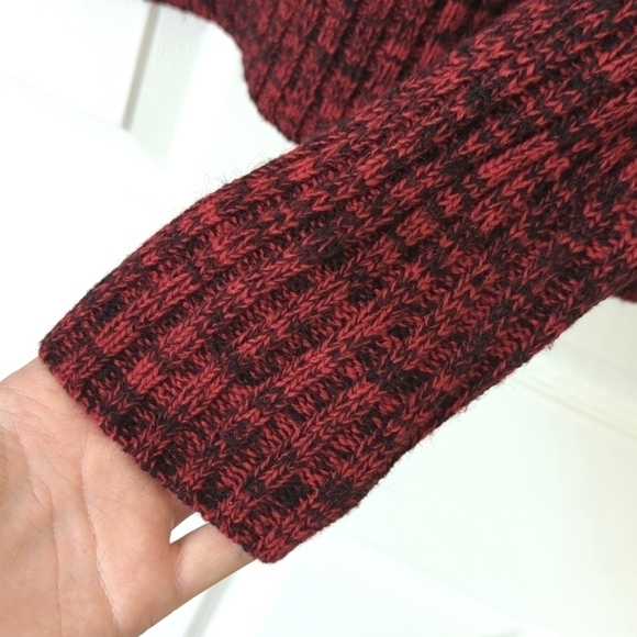 Investments 90's Vintage Marled Ribbed Knit Mock Neck Sweater Red Black Medium - Picture 7 of 9
